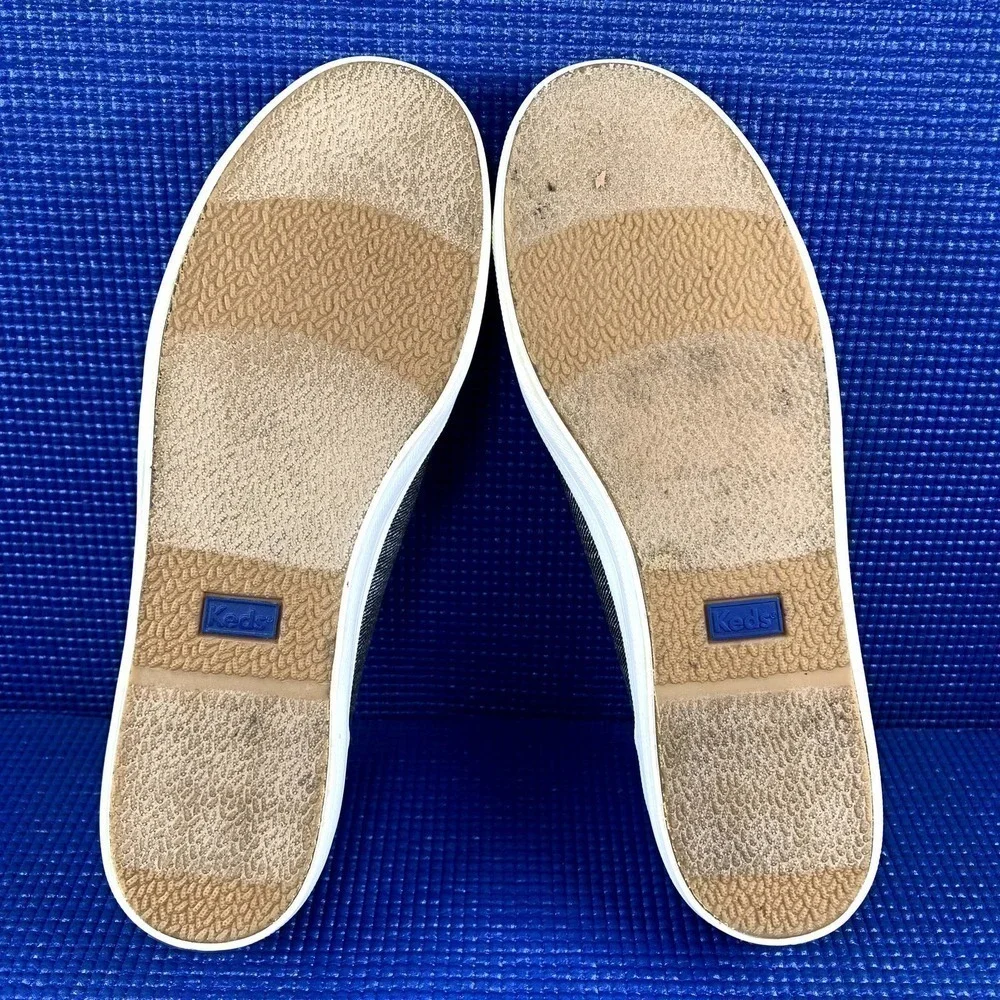 KEDS KICKSTART DENIM TWILL Women`s Size 7.5 Grey Black Comfort Shoes WF58556